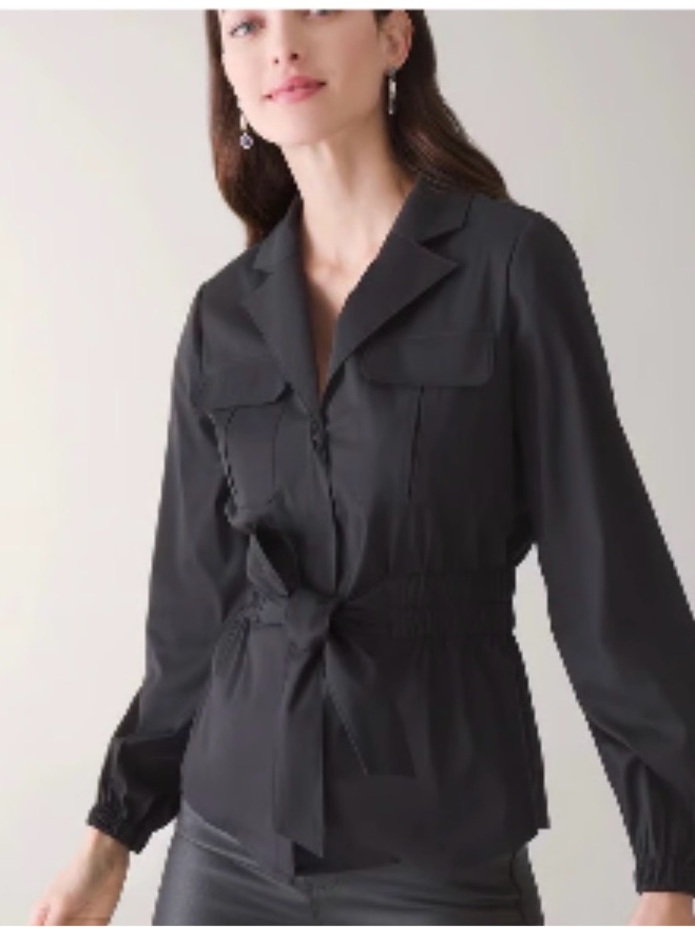 White House Black Market Black Tie-Waist Utility Jacket